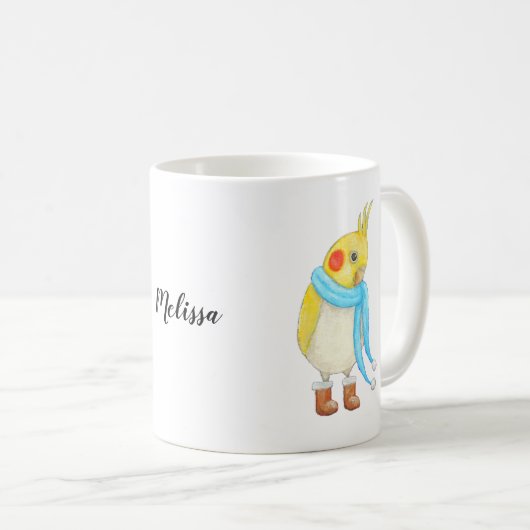 Cockatiel Parrot Budgie Pet Bird Lover Custom Gesc Kaffeetasse (VorderseiteRechts)
