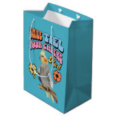 Cockatiel Parrot Mittlere Geschenktüte (Rückseite Schrägansicht)