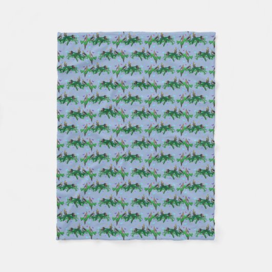 Cockatiel Party Fleece Blanket (Light Blue) (Vorderseite)