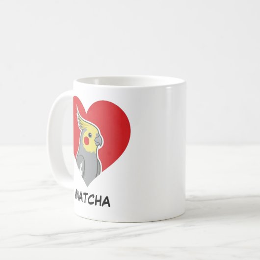 Cockatiel Personalized Heart Gift Kaffeetasse (Vorderseite Links)
