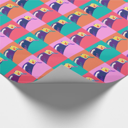 Cockatiel-Pop-Kunst Geschenkpapier (Ecke)