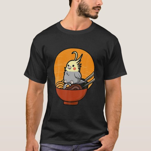Cockatiel Ramen Funny Lutino Cockatoo Parrot Bird T-Shirt (Vorderseite)