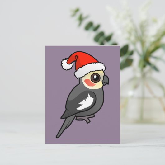 Cockatiel Santa Feiertagspostkarte (Stehend Vorderseite)