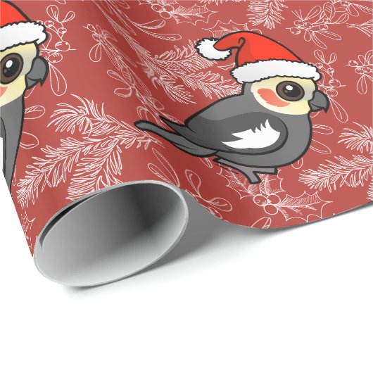 Cockatiel Santa Geschenkpapier (Rolleneckpunkt)