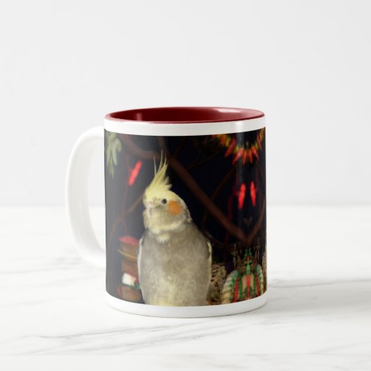 Cockatiel-Tasse - besonders angefertigt Zweifarbige Tasse (Vorderseite Links)