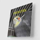 COCKATIEL-Uhr Quadratische Wanduhr (Winkel)
