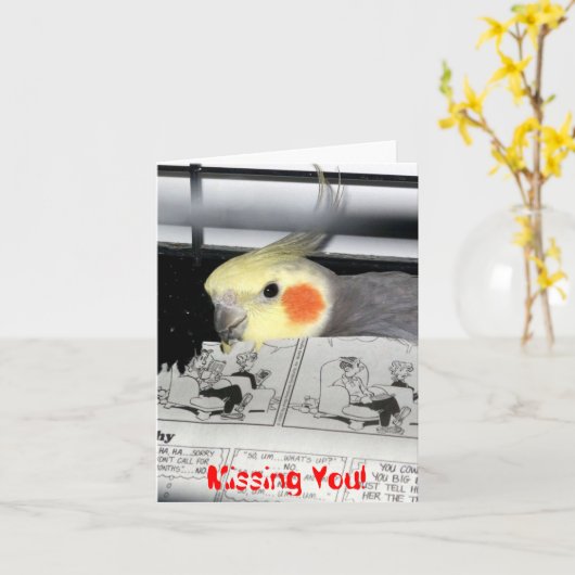 Cockatiel-Vermisst Sie Karte (Gelbe Blume)