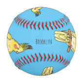 Cockatiel-Vogel-Cartoon Baseball (Vorderseite)