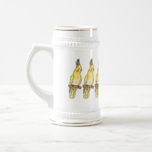 Cockatiel-Vogel-Cartoon Bierglas