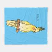Cockatiel-Vogel-Cartoon Fleecedecke (Vorderseite (Horizontal))