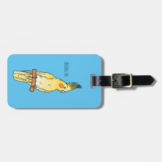 Cockatiel-Vogel-Cartoon Gepäckanhänger (Vorderseite horizontal)