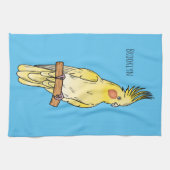 Cockatiel-Vogel-Cartoon Geschirrtuch (Horizontal)