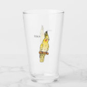 Cockatiel-Vogel-Cartoon Glas (Vorderseite)