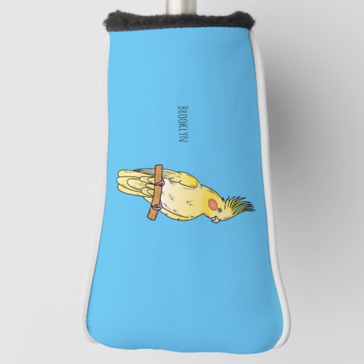 Cockatiel-Vogel-Cartoon Golf Headcover (Rotieren 90)