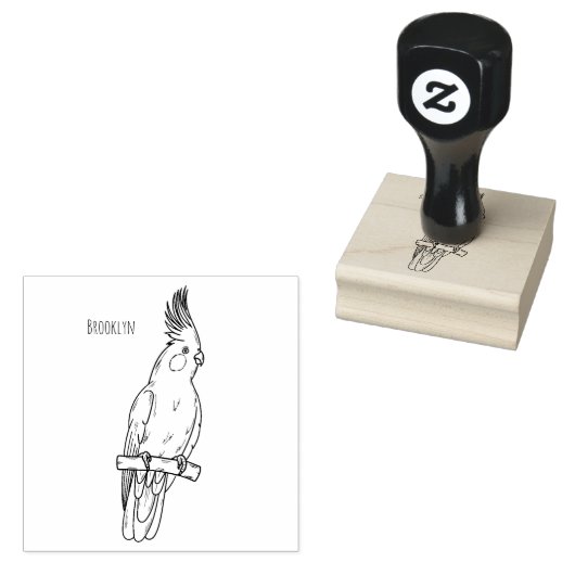 Cockatiel-Vogel-Cartoon Gummistempel (Stempel)