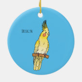 Cockatiel-Vogel-Cartoon Keramik Ornament (Hinten)