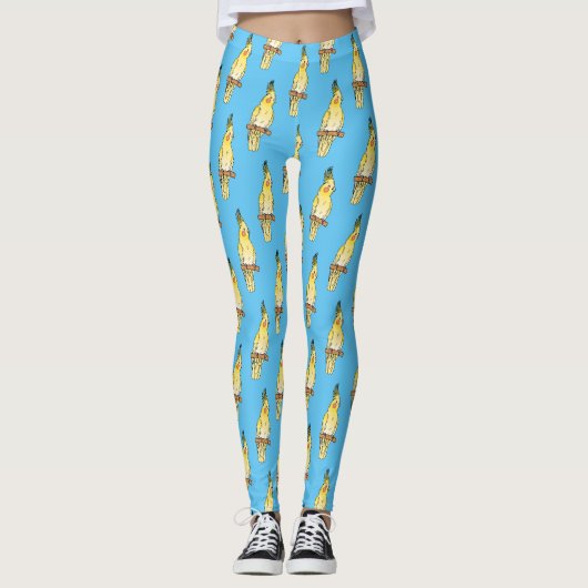 Cockatiel-Vogel-Cartoon Leggings (Vorderseite)