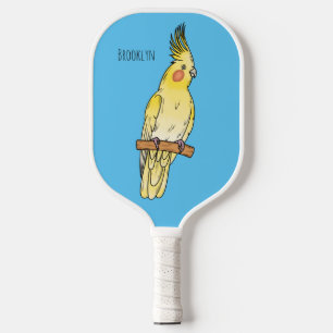 Cockatiel-Vogel-Cartoon Pickleball Schläger