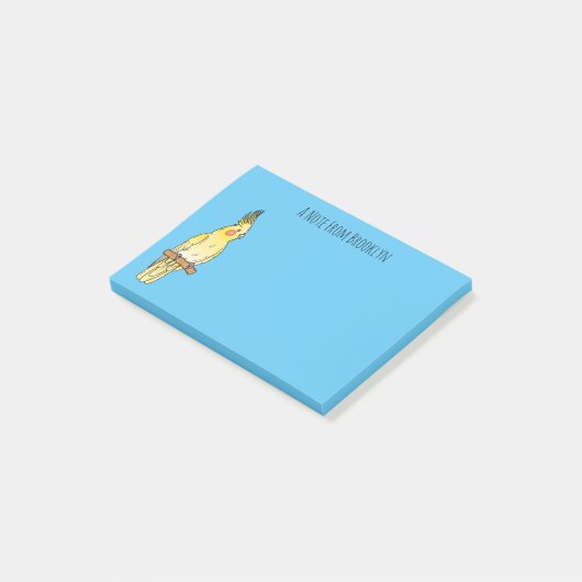 Cockatiel-Vogel-Cartoon Post-it Klebezettel (angewinkelt)