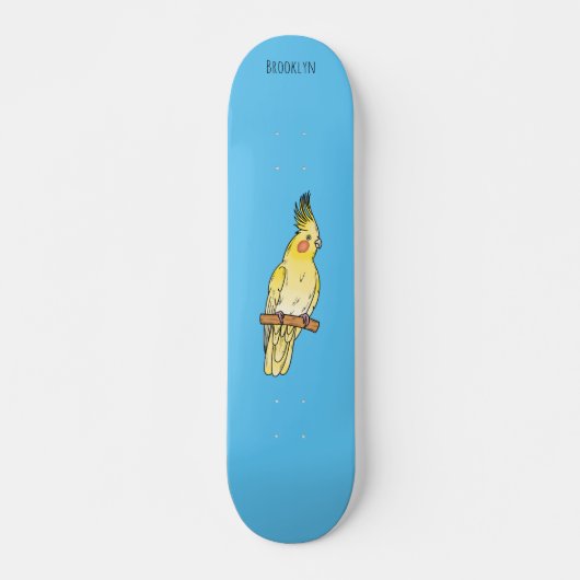 Cockatiel-Vogel-Cartoon Skateboard (Vorne)