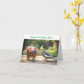 Cockatiel with Flowers Custom name & text birthday Karte (Gelbe Blume)