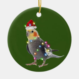 Cockatile mit Hut Lights Weihnachten Keramik Ornament