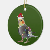 Cockatile mit Hut Lights Weihnachten Keramik Ornament (Links)