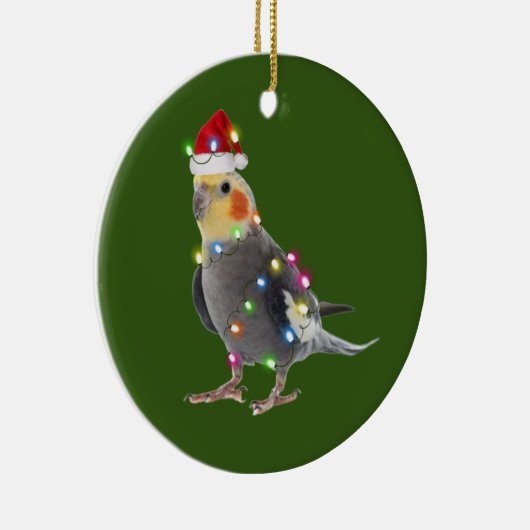Cockatile mit Hutschuh Weihnachten Keramik Ornament (Rechts)