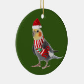 Cockatile mit Hutschuh Weihnachten Keramik Ornament (Rechts)