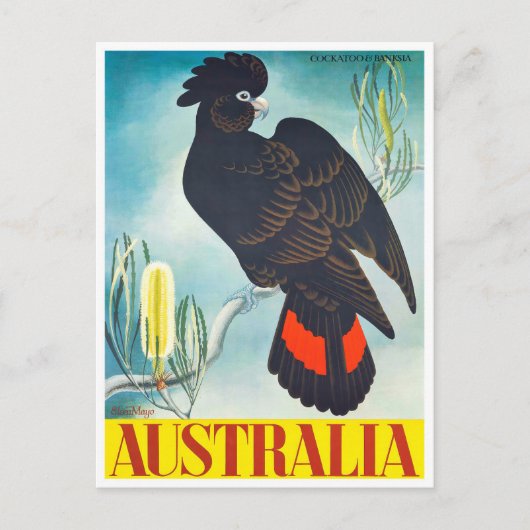 Cockatoo Australia Vintage Reise Postkarte (Vorderseite)