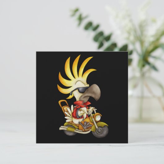Cockatoo Biker - SRF Einladung (Stehend Vorderseite)