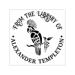 Cockatoo Bird Silhouette Library Name Permastempel