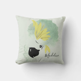 Cockatoo Bird Yellow and Green Watercolor Persönli Kissen