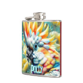 Cockatoo Bird Yellow Poppies Personalized Flachmann (Links)