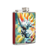 Cockatoo Bird Yellow Poppies Personalized Flachmann (Rechts)