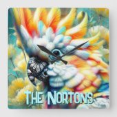 Cockatoo Bird Yellow Poppies Personalized Quadratische Wanduhr (Vorderseite)