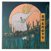 Cockatoo Japanisches Reiseplakat Fliese (Vorderseite)