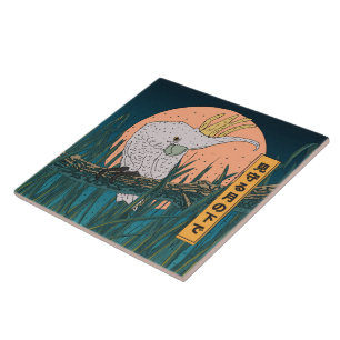 Cockatoo Japanisches Reiseplakat Fliese