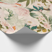 Cockatoo-Jungle-Muster bei tropischen Vögeln - Blu Geschenkpapier (Ecke)