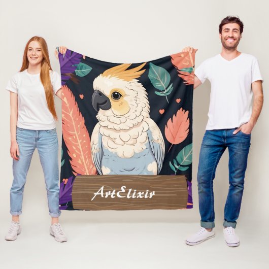 Cockatoo mit Federdruck Fleecedecke (Beispiel)