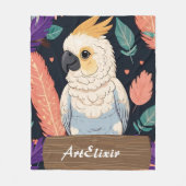 Cockatoo mit Federdruck Fleecedecke (Vorderseite)