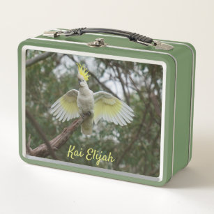 Cockatoo Parrot Bird Animal Green Metal Lunchbox