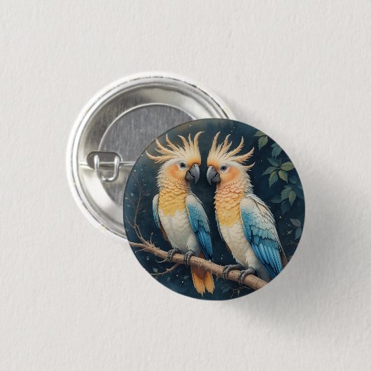 Cockatoo Parrot Couple Button (Vorne & Hinten)