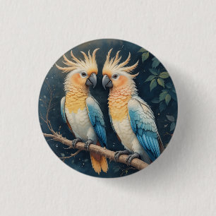 Cockatoo Parrot Couple Button