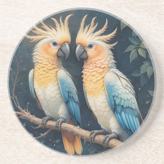 Cockatoo Parrot Couple Getränkeuntersetzer (Vorne)
