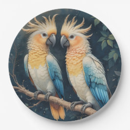 Cockatoo Parrot Couple Pappteller