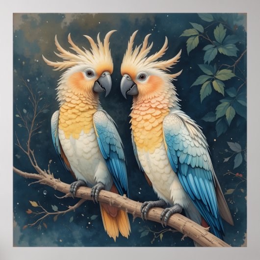 Cockatoo Parrot Couple Poster (Vorne)