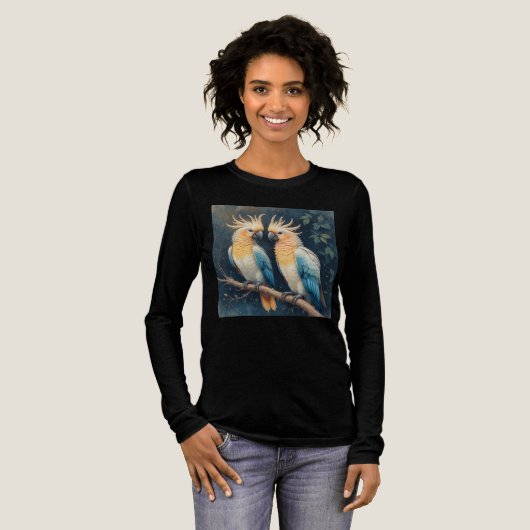 Cockatoo Parrot Couple Tri-Blend Shirt (Volle Vorderseite)