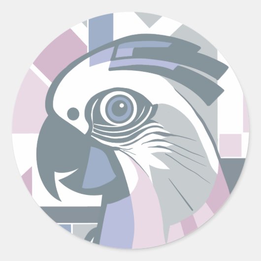 Cockatoo Parrot Gestell Gestell geometrische Vogel Runder Aufkleber (Vorderseite)