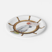 Cockatoo-Piraten-Papagei Pappteller (Schrägansicht)